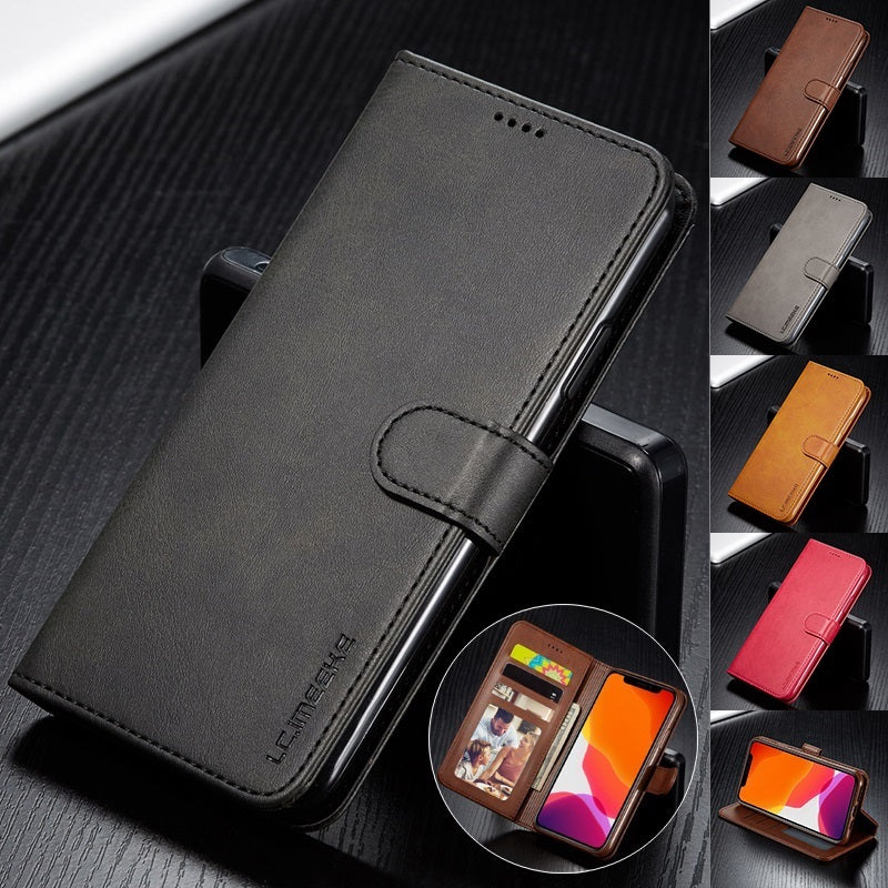 Luxurious Leather Wallet Case for iPhone Models with Card Slots