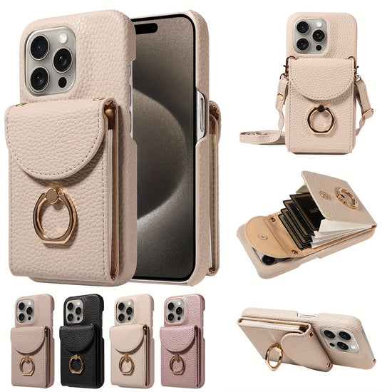 Premium Faux Leather Case for OnePlusHuawei with Card Slots and Ring Holder