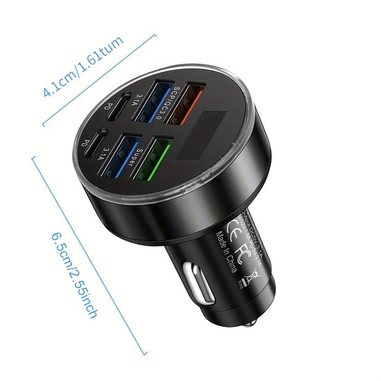 Hianda 6in1 USB Car Charger with LED Display