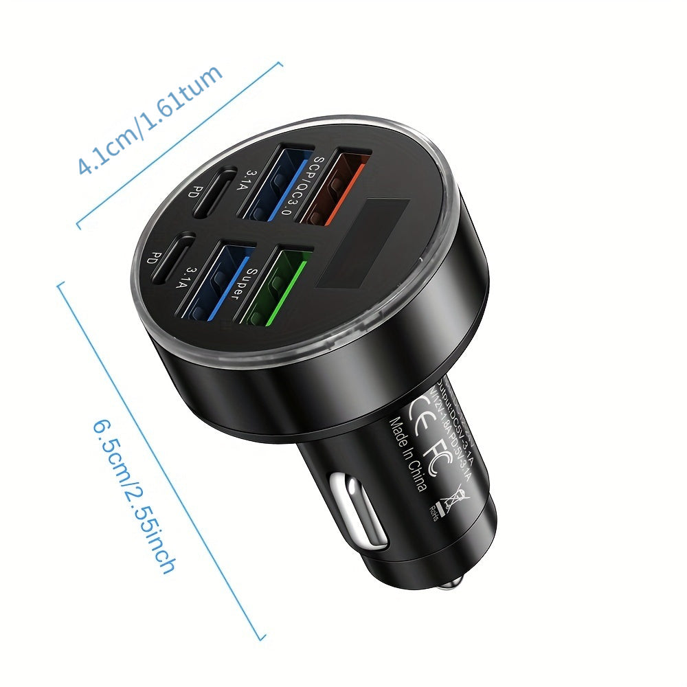 Hianda 6in1 USB Car Charger with LED Display