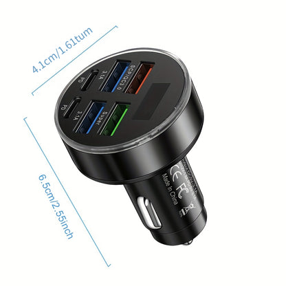 Hianda 6in1 USB Car Charger with LED Display