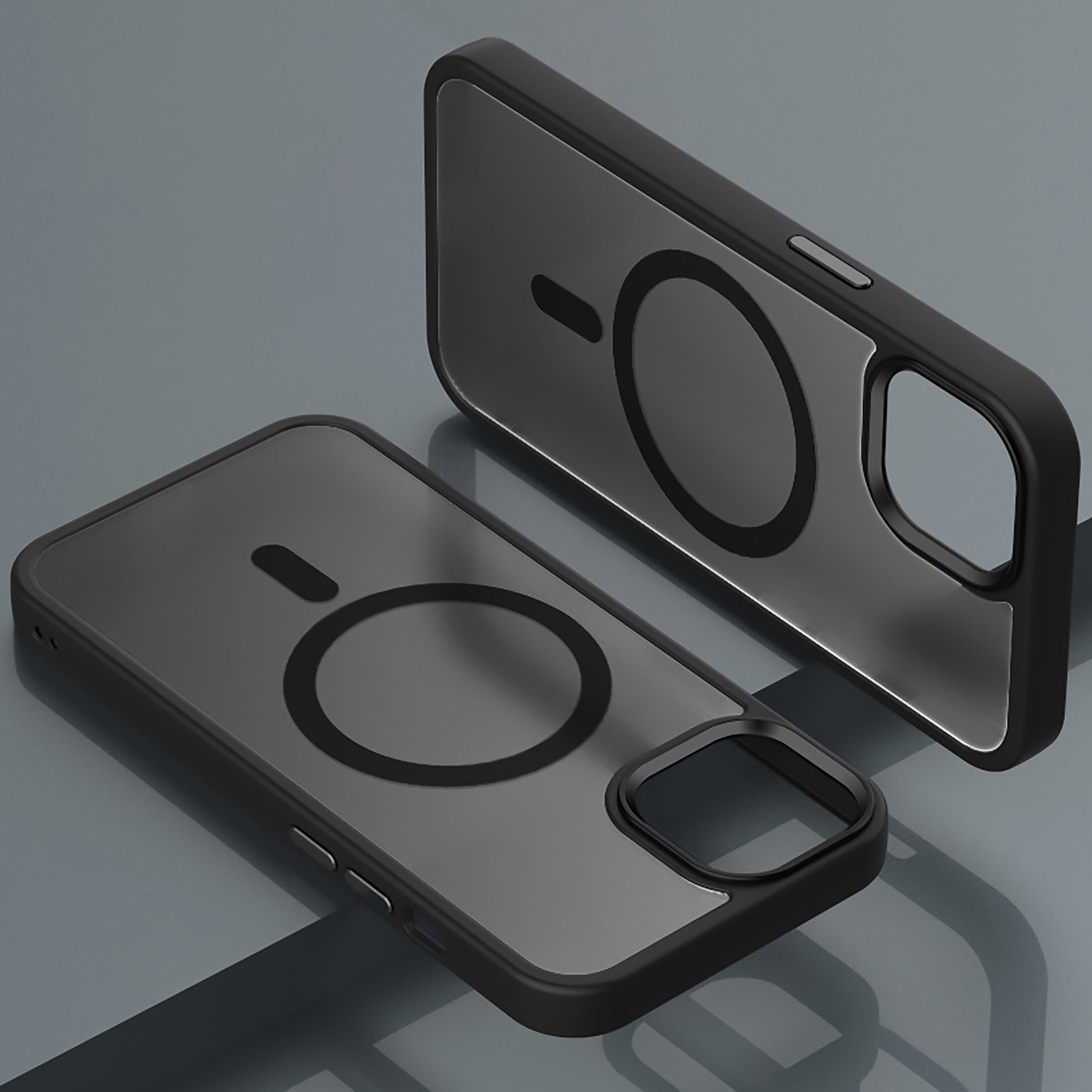 Premium Matte Black iPhone Case Shockproof Wireless Charging Magnetic Support
