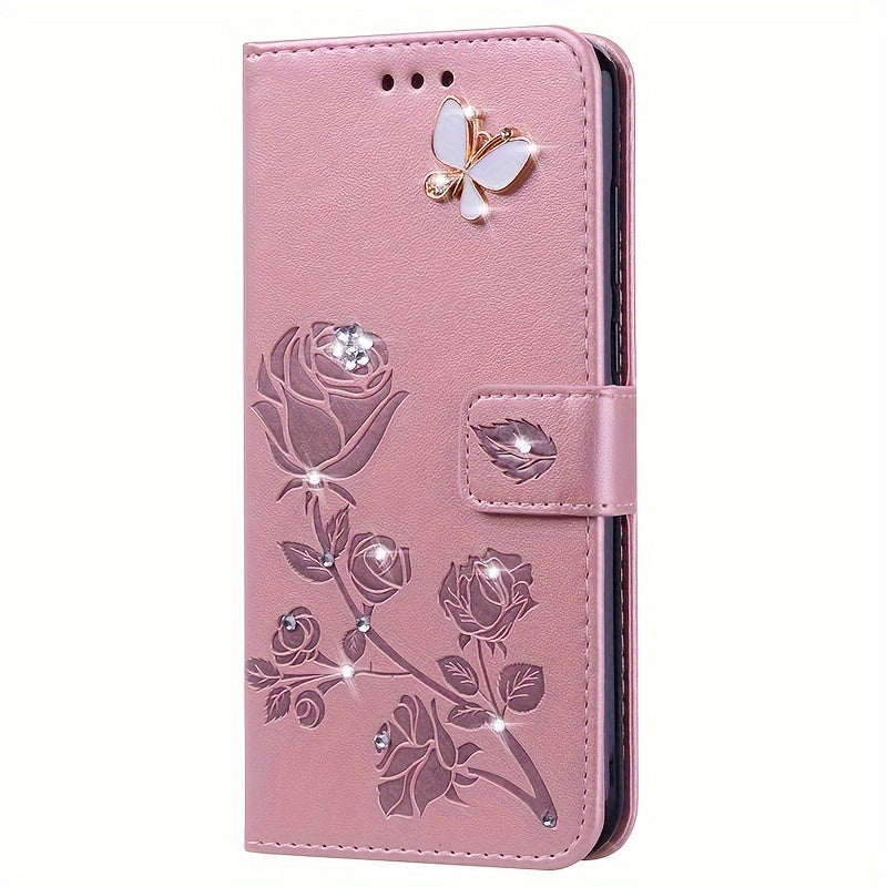 Elegant Butterfly Crystal Samsung ASeries Faux Leather Case