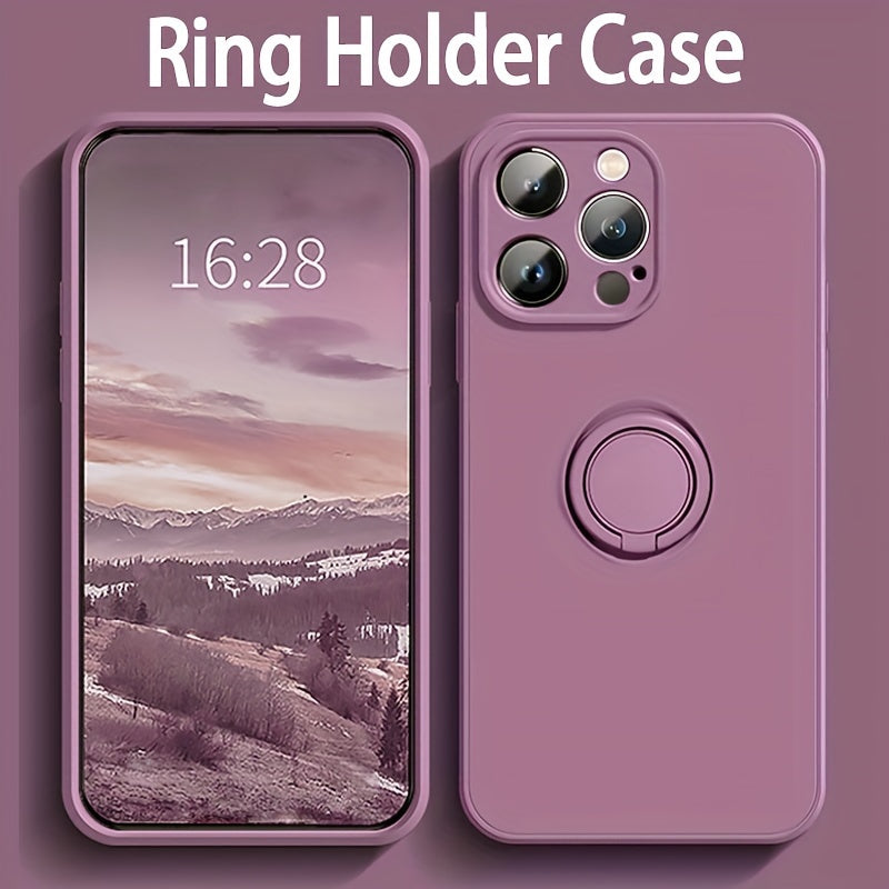 Luxury Magnetic Silicone Case with Ring Holder for iPhone Models