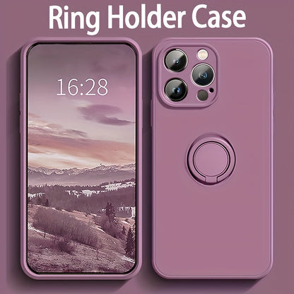 Luxury Magnetic Silicone Case with Ring Holder for iPhone Models