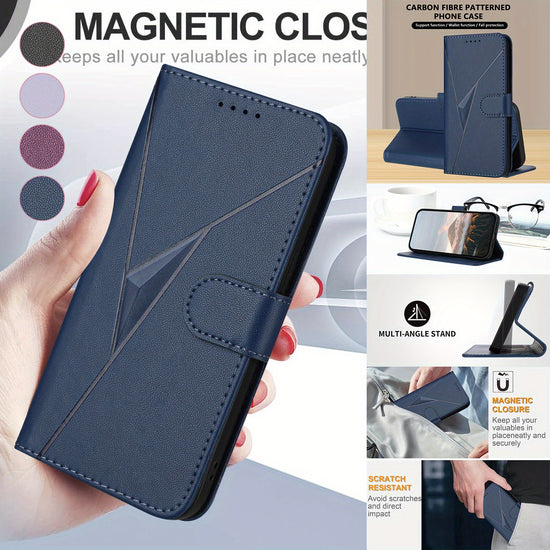 Solid Color Magnetic Flip Wallet Case for Huawei Models