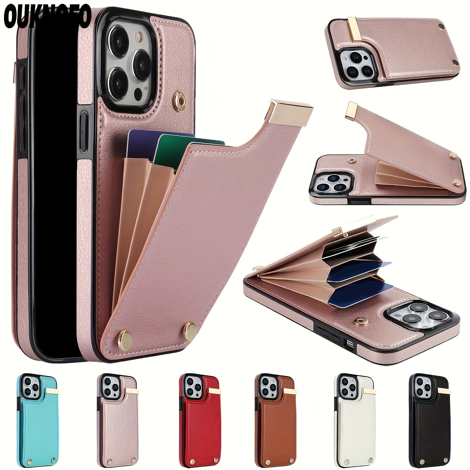 Luxurious Faux Leather Wallet Case for iPhone Pro Models